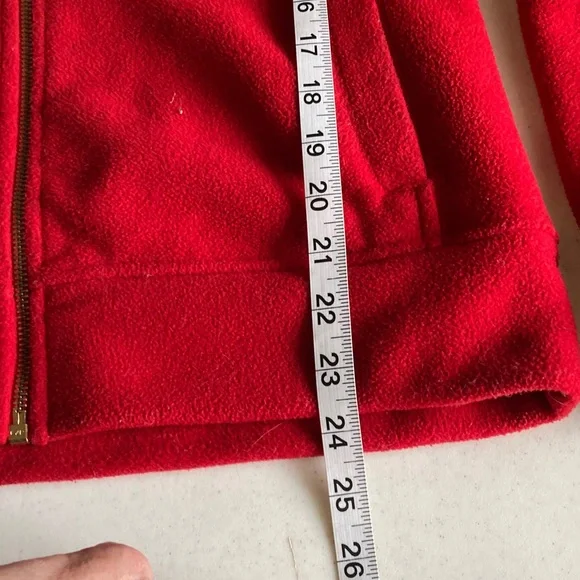 Lauren Ralph Lauren Red Zip-Up Hooded Fleece with Gold Crest - Picture 9 of 9